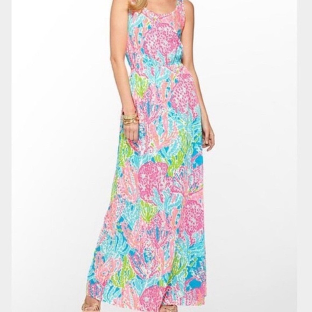 Lilly Pulitzer maxi dress, let’s cha cha print